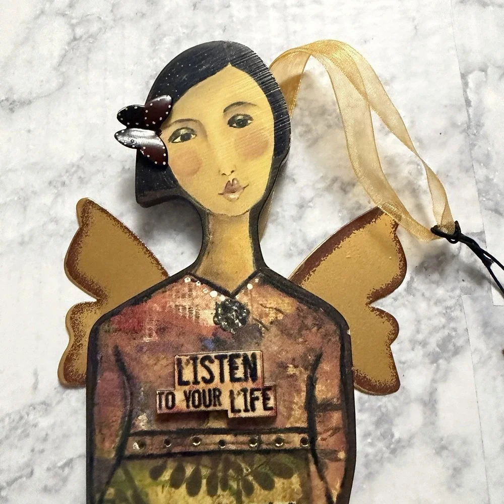 Angel by Kelly Rae Roberts for Demdaco Listen Life Inspiration Hanging Wall Art
